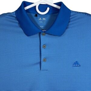 Adidas Golf Mens Climalite Blue Striped Short Sleeve Polo Shirt Size L